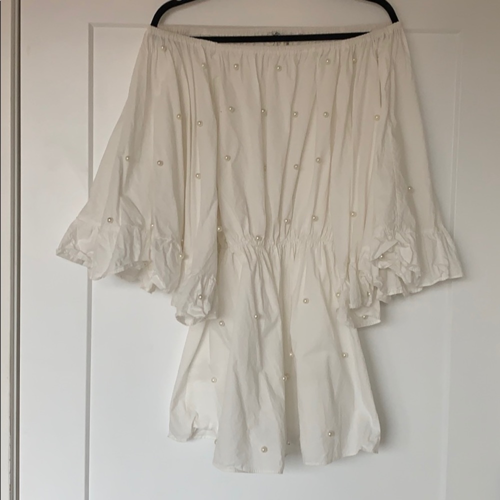 Bell-sleeved pearl beach dress | one size